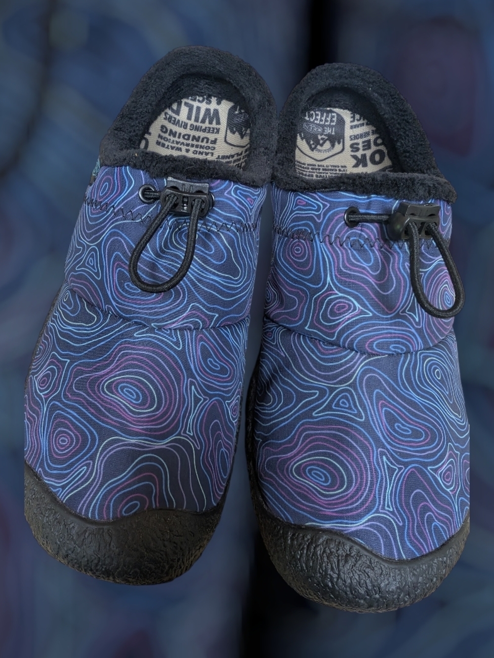 Keen Women's Slip-On Loafers — Navy & Purple Topographic Print